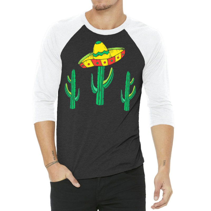 Cactus T  Shirt Mexican Sombrero Hat Cactus T  Shirt 3/4 Sleeve Shirt | Artistshot