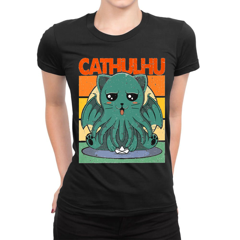 Cathulhu Cat Tentacle Large Old Cat Premium Ladies Fitted T-Shirt by KENNETHLEETINSLEY | Artistshot