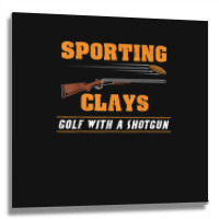 Sporting Clays Golf With A Shotgun Clay Target Shooting Metal Print Square | Artistshot