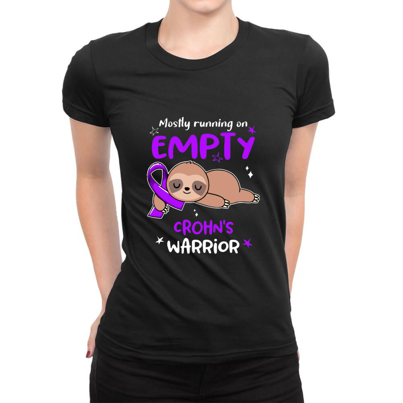 Crohns Awareness   Crohn's Awareness Mostly Running On Empty Ladies Fitted T-Shirt by salamansik | Artistshot