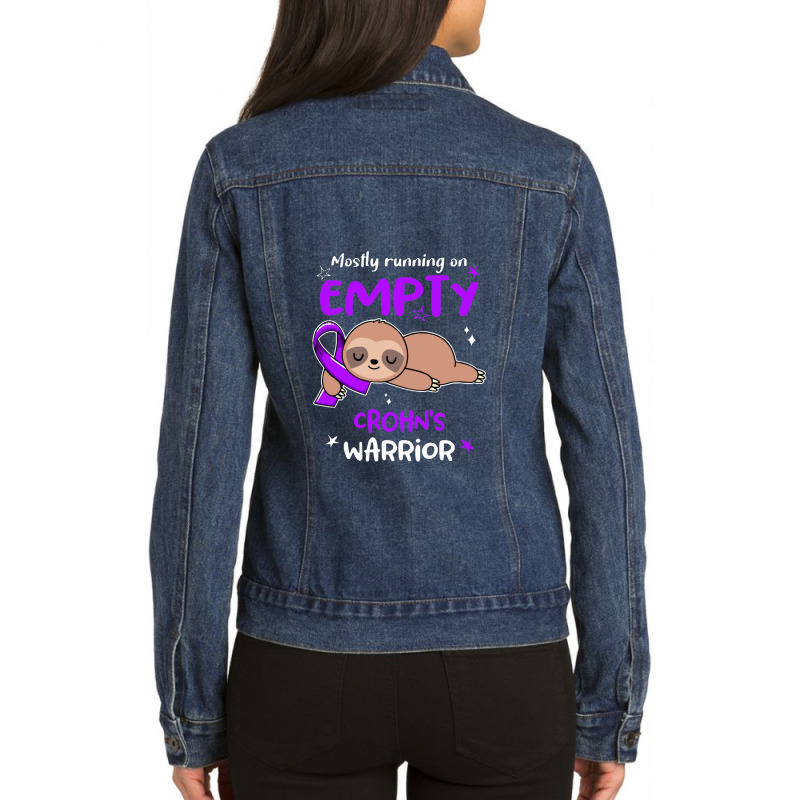 Crohns Awareness   Crohn's Awareness Mostly Running On Empty Ladies Denim Jacket by salamansik | Artistshot