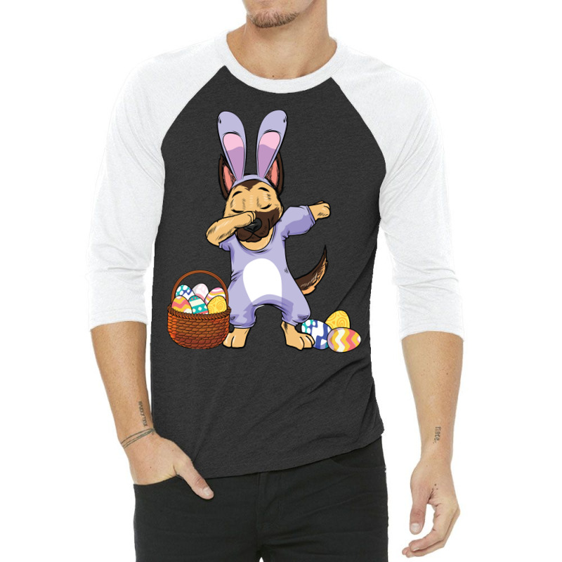 German Shepherd K9 Dog Dabbing Easter Bunny German Shepherd Girls Paw  3/4 Sleeve Shirt | Artistshot