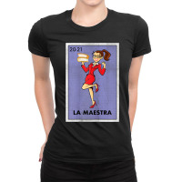 Womens La Maestra Lottery Espanol Gift Spanish Bilingual Teacher Ladies Fitted T-shirt | Artistshot