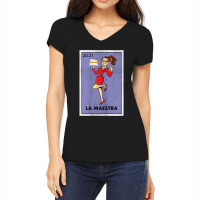 Womens La Maestra Lottery Espanol Gift Spanish Bilingual Teacher Women's V-neck T-shirt | Artistshot