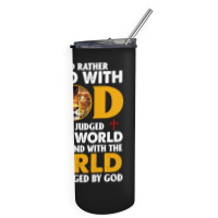 Jesus Christ Christian Lion Jesus Cross Id Rather Stand With God Knigh Skinny Tumbler | Artistshot