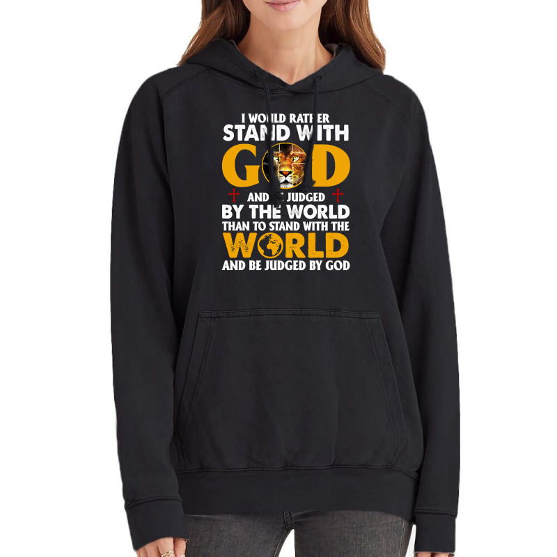 Jesus Christ Christian Lion Jesus Cross Id Rather Stand With God Knigh Vintage Hoodie | Artistshot