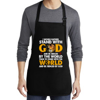 Jesus Christ Christian Lion Jesus Cross Id Rather Stand With God Knigh Medium-length Apron | Artistshot