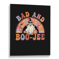 Retro Groovy Bad And Boo Jee Floral Ghost Halloween Hippie Metal Print Vertical | Artistshot