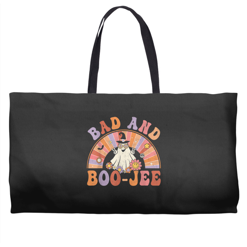 Retro Groovy Bad And Boo Jee Floral Ghost Halloween Hippie Weekender Totes | Artistshot