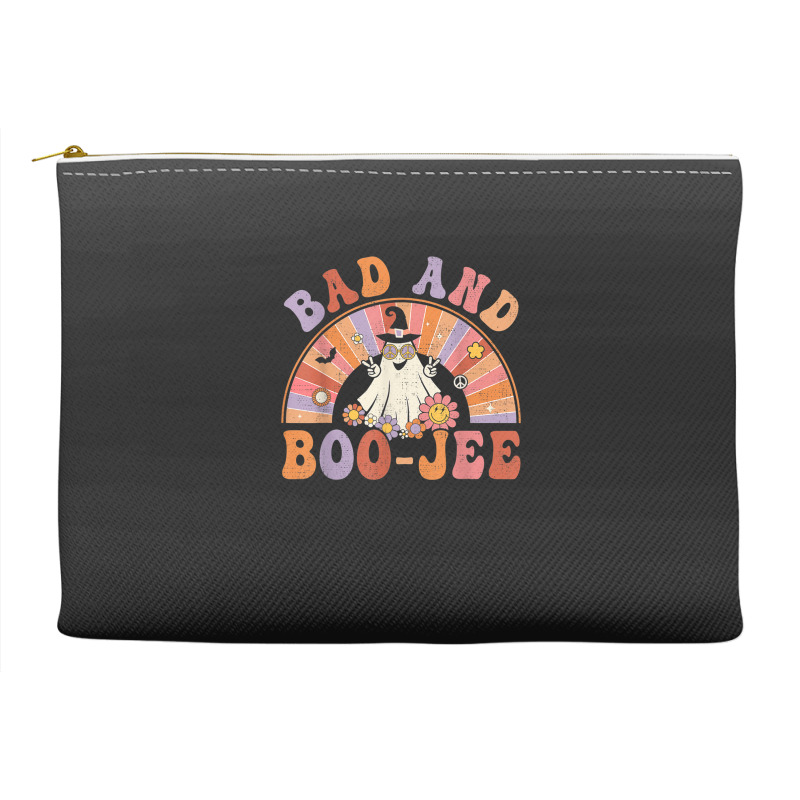 Retro Groovy Bad And Boo Jee Floral Ghost Halloween Hippie Accessory Pouches | Artistshot