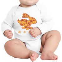 Year Of The Rabbit 2023chinese Happy New Year 2023 Long Sleeve Baby Bodysuit | Artistshot