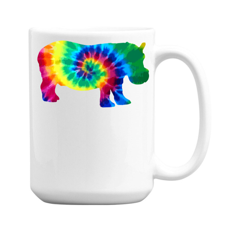 Hippopotamus Hippo Tie Dye Vintage Hippie Hippopotamus Lover 216 Hippo 15 Oz Coffee Mug | Artistshot