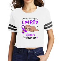 Crohns Awareness   Mostly Running On Empty Crohn's Warrior Scorecard Crop Tee | Artistshot