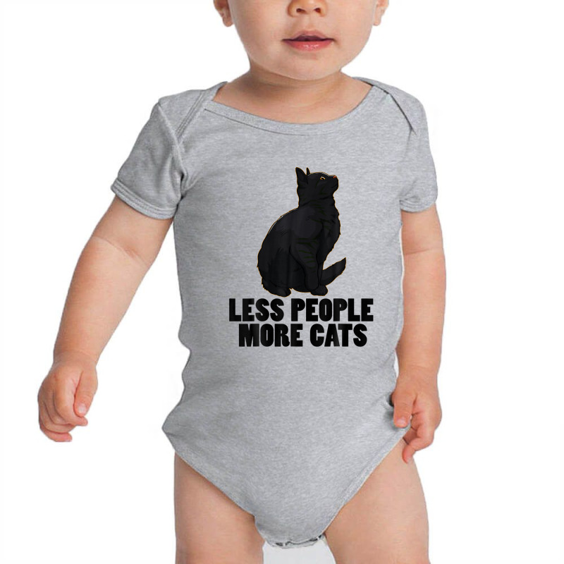 Less People More Black Cat Funny Pet Lover Men Dark Cat Baby Bodysuit by katharinemcmichael90 | Artistshot