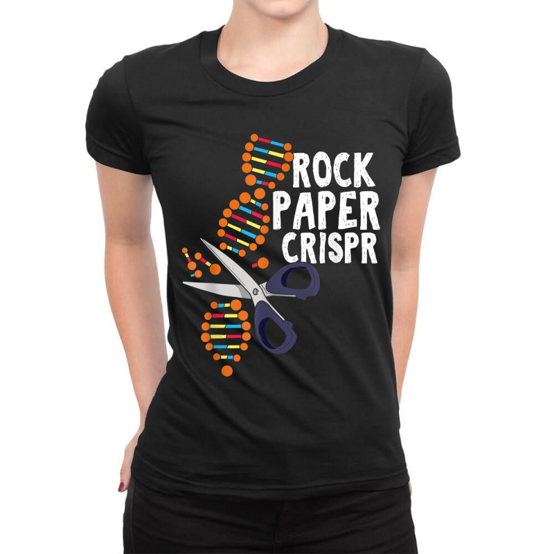 Rock Paper Crispr Dna Biologist Genetic Engineering Science Ladies Fitted T-Shirt by MellieGuilbeault | Artistshot