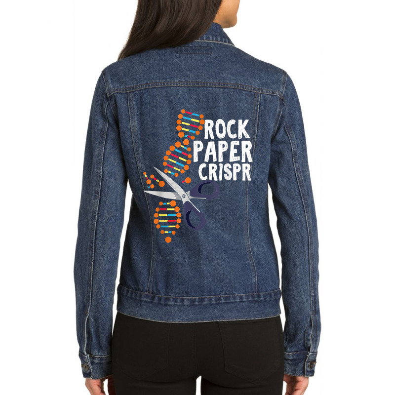 Rock Paper Crispr Dna Biologist Genetic Engineering Science Ladies Denim Jacket by MellieGuilbeault | Artistshot