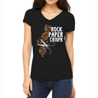 Rock Paper Crispr Dna Biologist Genetic Engineering Science Women's V-neck T-shirt | Artistshot