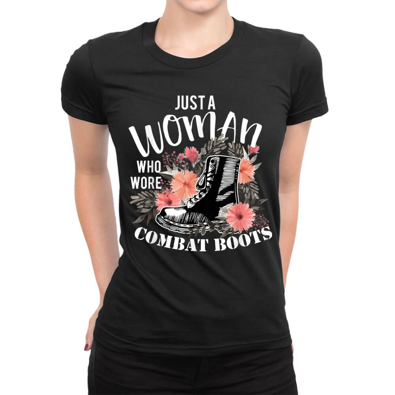 Just A Woman Wore Combat Boots Veteran Ladies Fitted T-Shirt by liqualyfu | Artistshot