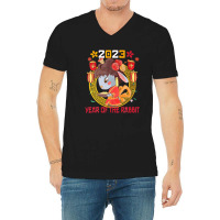 Happy Lunar New Year 2023 Cute Chinese Rabbit Decorations V-neck Tee | Artistshot