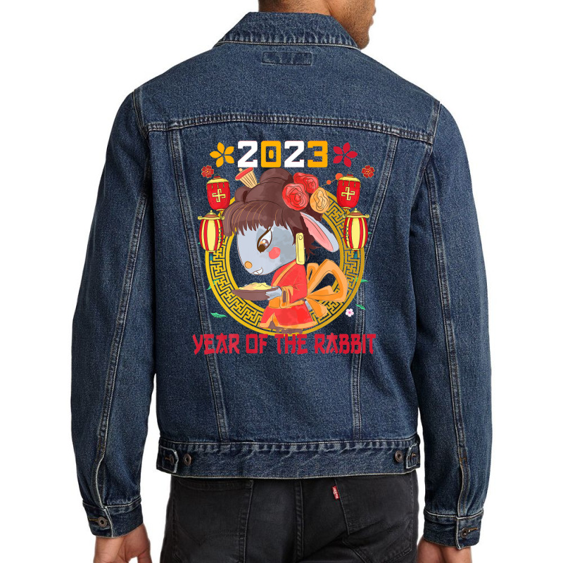 Happy Lunar New Year 2023 Cute Chinese Rabbit Decorations Men Denim Jacket | Artistshot