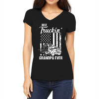 Father Grandpa Best Truckin Grandpa Ever S Day195 Family Dad Women's V-neck T-shirt | Artistshot