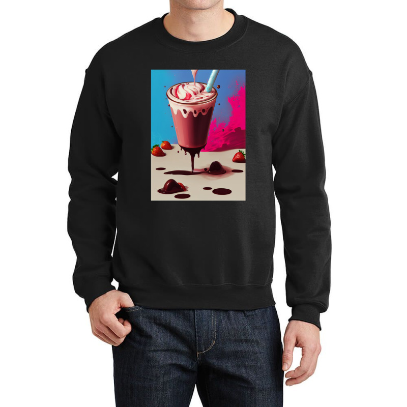 Strawberry Milkshake Crewneck Sweatshirt by AllenSCrowley | Artistshot