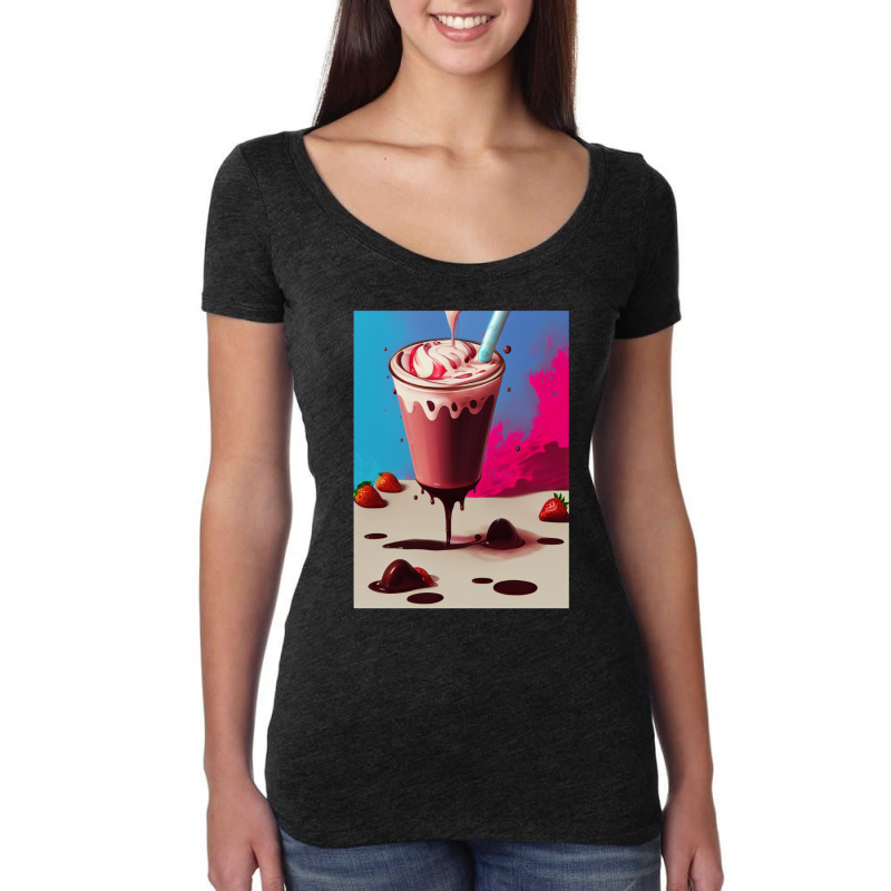 Strawberry Milkshake Women's Triblend Scoop T-shirt by AllenSCrowley | Artistshot