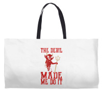 The Devil Made Me Do It Satan Trident Spear Halloween Season T Shirt Weekender Totes | Artistshot