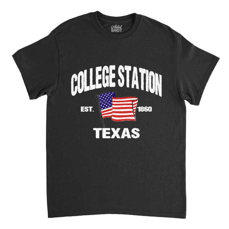 College Station Texas Tx Usa Stars & Stripes Vintage Style Premium Classic T-shirt | Artistshot