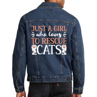 Shelter Animal Love Just A Girl Who Loves To Rescue Cats Men Denim Jacket | Artistshot