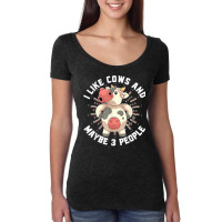 Cute Cow Lover Funny Farm Animal Farmer Farming Cow Women's Triblend Scoop T-shirt | Artistshot