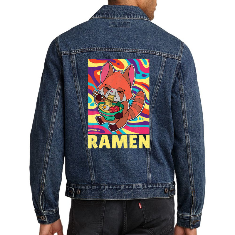 Red Panda Ramen Noodle Japan Cuisine Japanese Asian Food Men Denim Jacket by beastonkriss | Artistshot