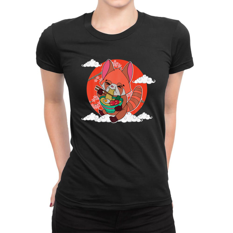 Red Panda Ramen Noodle Japan Cuisine Japanese Asian Food Ladies Fitted T-Shirt by beastonkriss | Artistshot