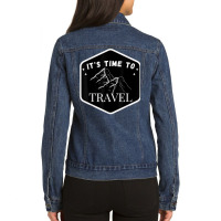 Fast Track Your Its Time To Travel T Shirt Ladies Denim Jacket | Artistshot