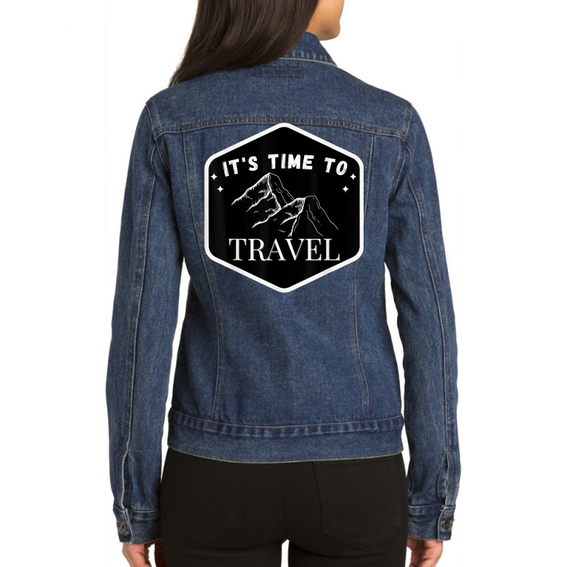 Fast Track Your Its Time To Travel T Shirt Ladies Denim Jacket by rowenapas5d | Artistshot