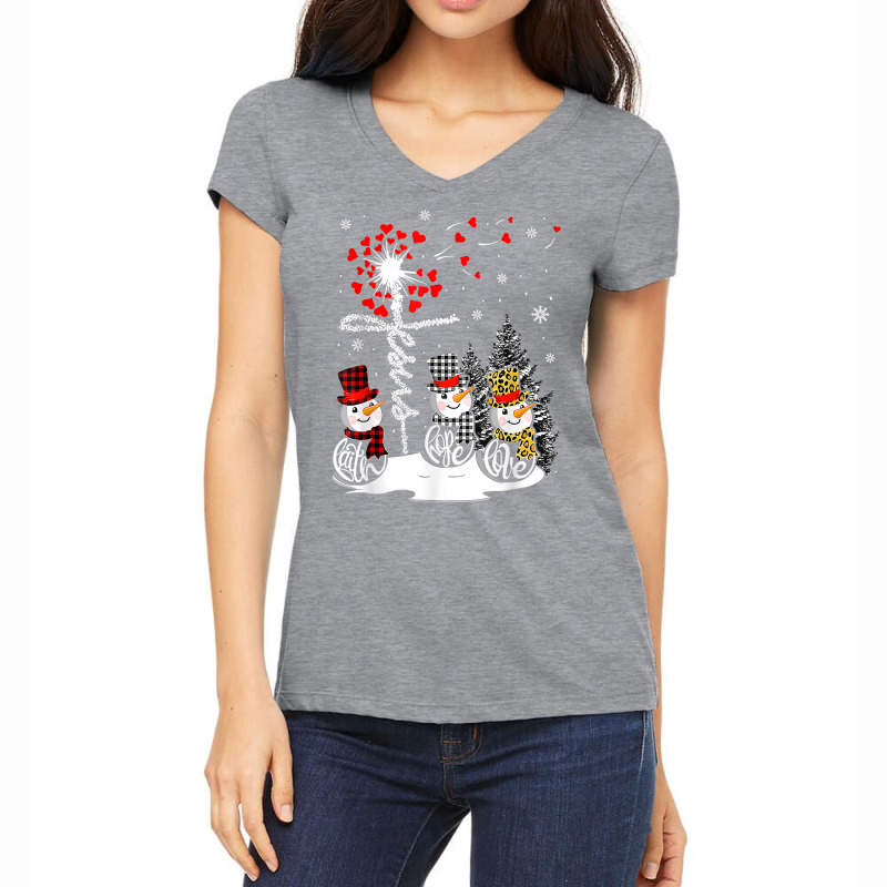 Faith Hope Love Snowman Jesus Dandelion Christian Christmas T Shirt Women's V-Neck T-Shirt by belenfinl | Artistshot