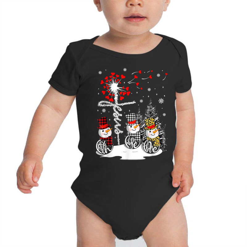 Faith Hope Love Snowman Jesus Dandelion Christian Christmas T Shirt Baby Bodysuit by belenfinl | Artistshot