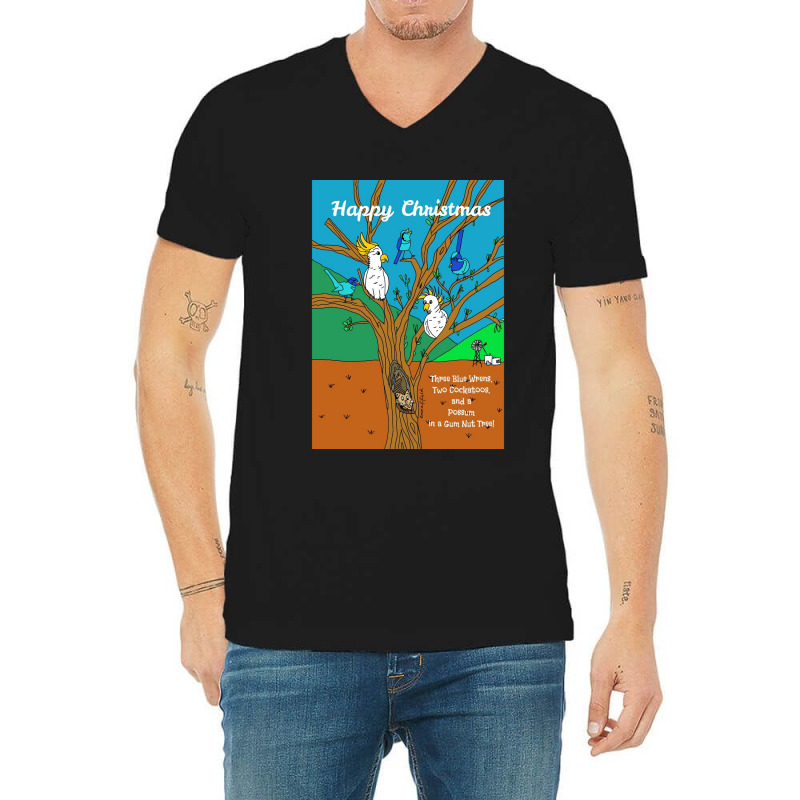 Australian Wildlife Christmas Outback Aussie Festive Xmas Greeting Car V-Neck Tee by JESSICAALLEN | Artistshot