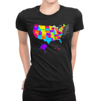 United States Map With States And Capital Cities Ladies Fitted T-shirt | Artistshot