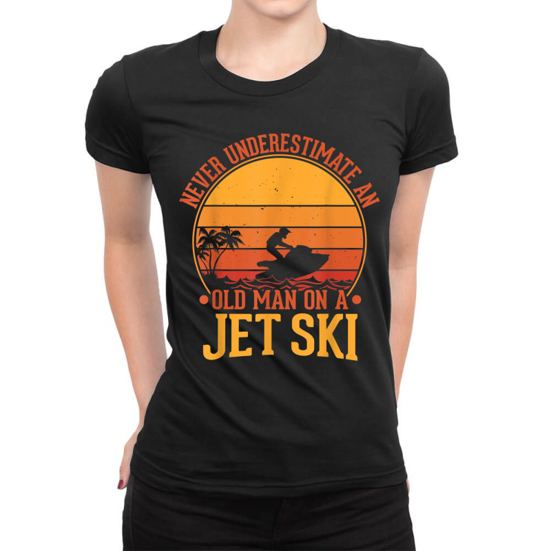 Vintage Water Jet Ski Fun Beach For Men, Retro Jet Ski Ladies Fitted T-Shirt by NormMoskop | Artistshot