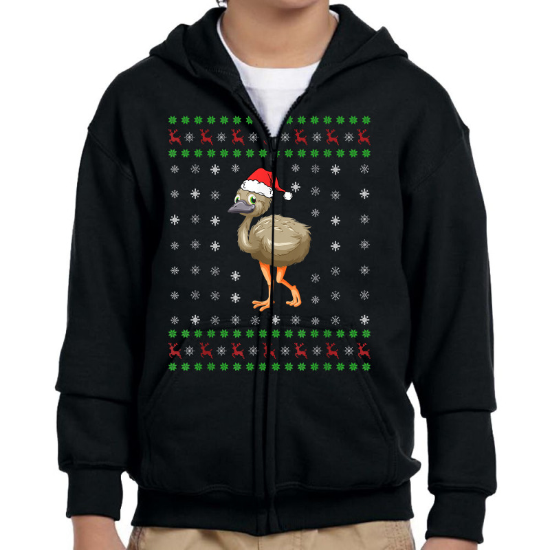 Ugly Xmas Emu Graphic Funny Ugly Sweater Christmas T Shirt Youth Zipper Hoodie | Artistshot