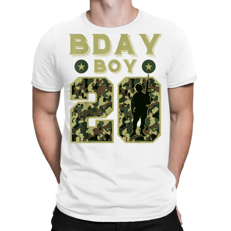 Birthday Boy 20 Camouflage Bday Party Soldier Military 20th T Shirt T-shirt | Artistshot