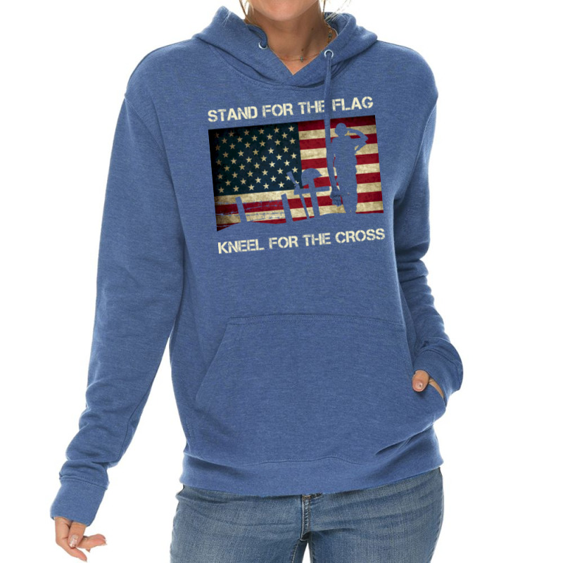 Us Military Stand For The Flag Kneel For The Cross Lightweight Hoodie | Artistshot