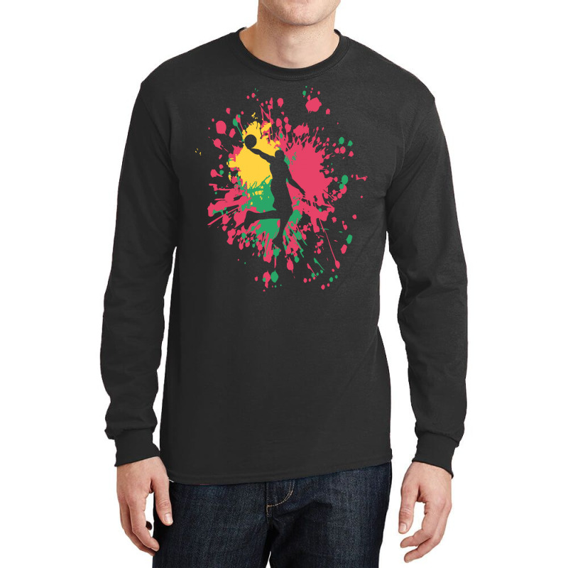 Basketball Paint Splash T  Shirt Basketball Center Dunk Color Splash T Long Sleeve Shirts by pumpkinslanguid | Artistshot