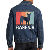 Basenji T  Shirt Basenji Retro Congo Terrier Vintage T  Shirt (1) Men Denim Jacket | Artistshot