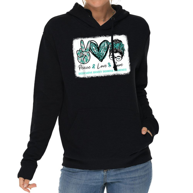 Dissociative Identity Disorder Awareness Teal Peace Love T Shirt Lightweight Hoodie | Artistshot