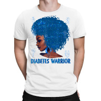 Black Woman Afro African Type 1 Diabetes Warrior Ribbon Blue T Shirt T-shirt | Artistshot