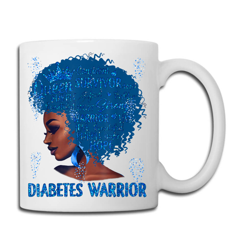 Black Woman Afro African Type 1 Diabetes Warrior Ribbon Blue T Shirt Coffee Mug | Artistshot