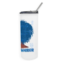 Black Woman Afro African Type 1 Diabetes Warrior Ribbon Blue T Shirt Skinny Tumbler | Artistshot