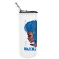 Black Woman Afro African Type 1 Diabetes Warrior Ribbon Blue T Shirt Skinny Tumbler | Artistshot